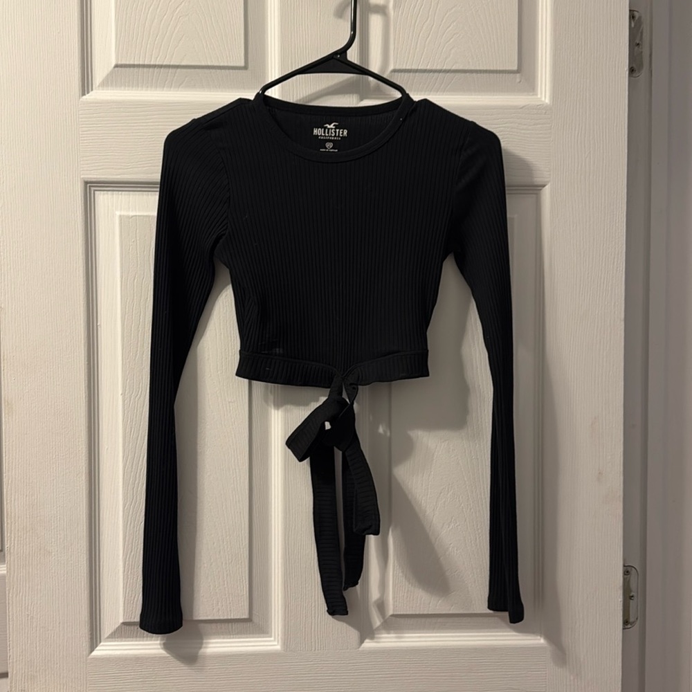 Black long sleeve with wrap around tie